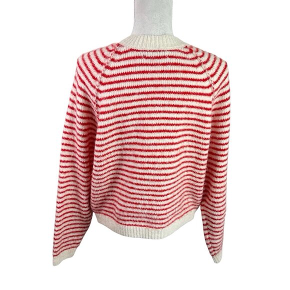 American Eagle Women's M Crew Sweater LS Red Cream Striped EUC - Picture 2 of 10